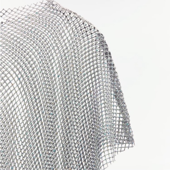 ZARA RHINESTONE MESH MIDI DRESS - Picture 8 of 11